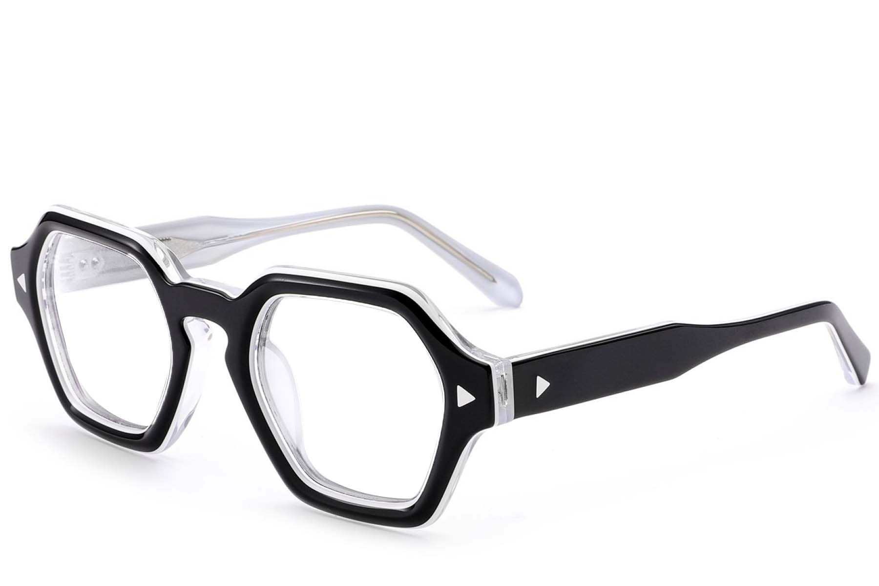 Geometric Black Acetate Glasses #BS0522-0053