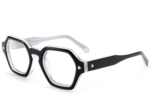 Geometric Black Acetate Glasses #BS0522-0053