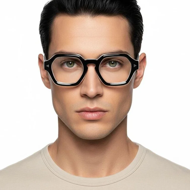 Gafas geométricas de acetato negro #BS0522-0053