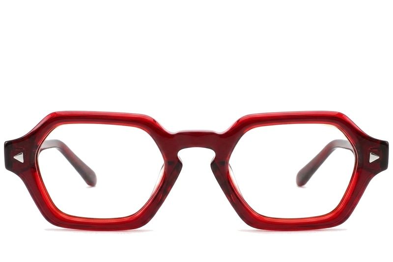 Geometric Red Acetate Glasses #BS0522-0055