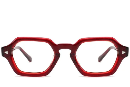 Geometric Red Acetate Glasses #BS0522-0055
