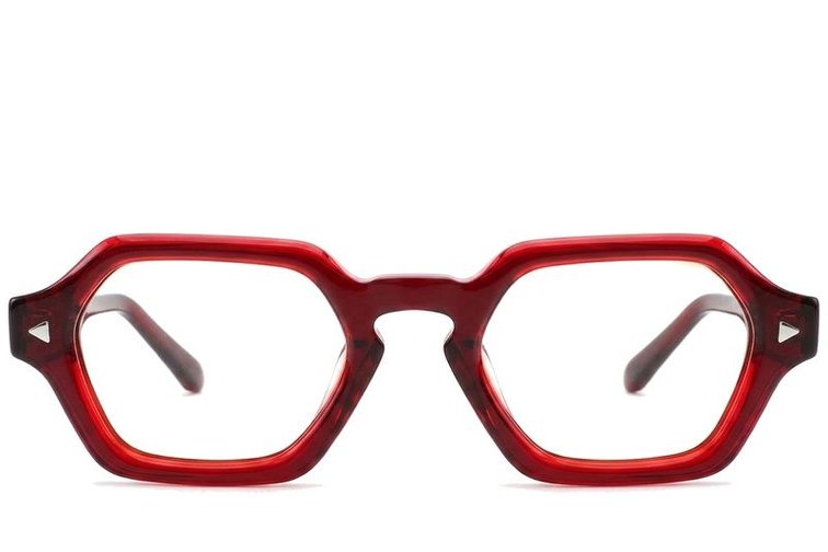 Geometric Red Acetate Glasses #BS0522-0055