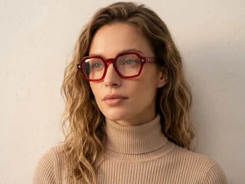 Geometric Red Acetate Glasses #BS0522-0055