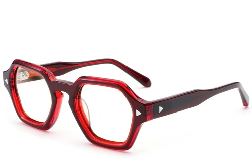 Lunettes géométriques en acétate rouge #BS0522-0055
