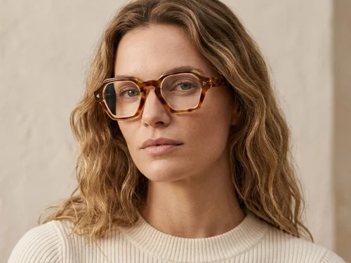 Lunettes en acétate à motif écaille de tortue géométrique #BS0522-0056