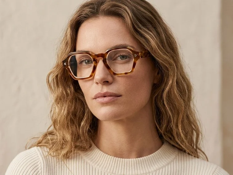 Geometrische Schildpatt-Acetatbrille #BS0522-0056