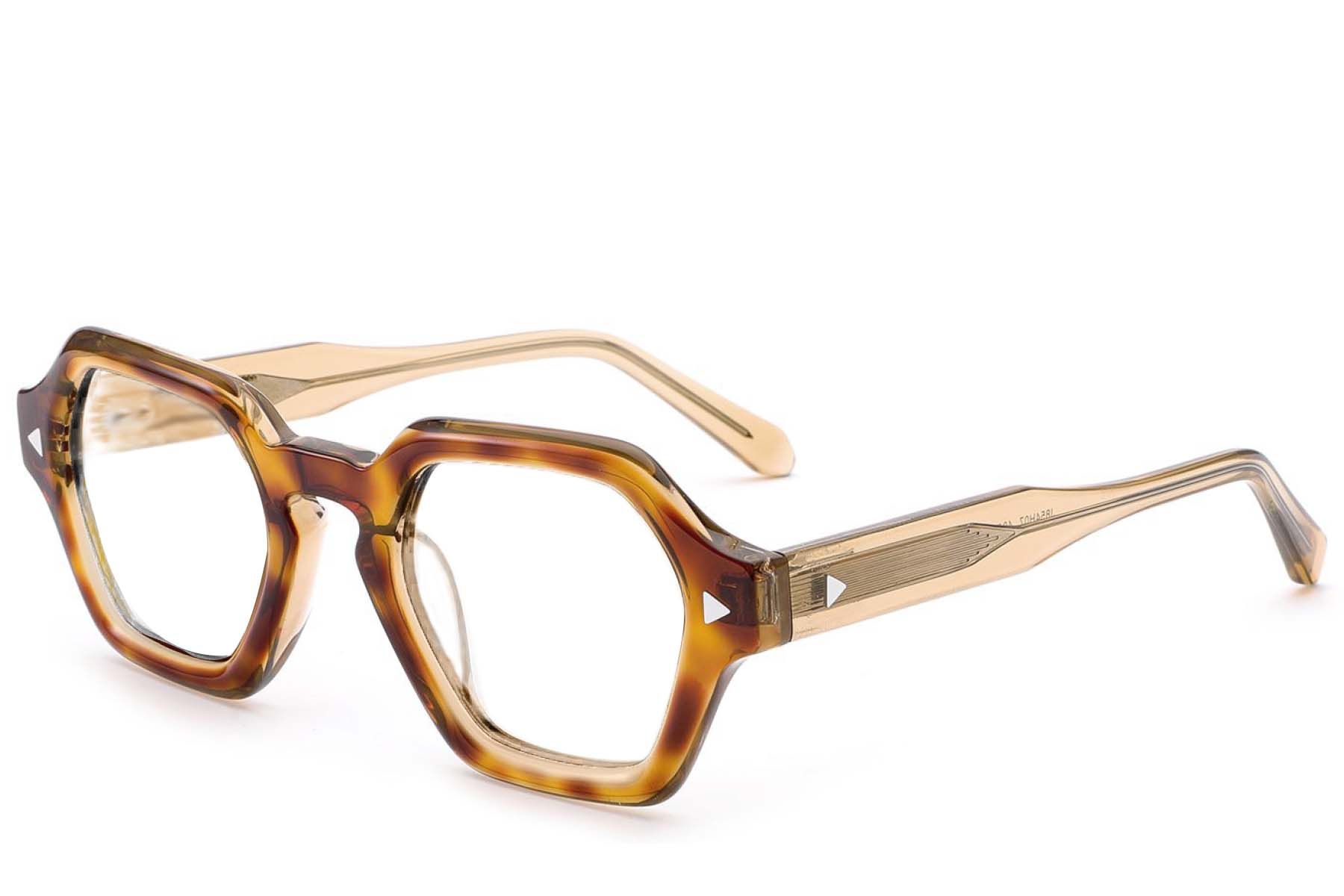 Geometric Tortoiseshell Acetate Glasses #BS0522-0056