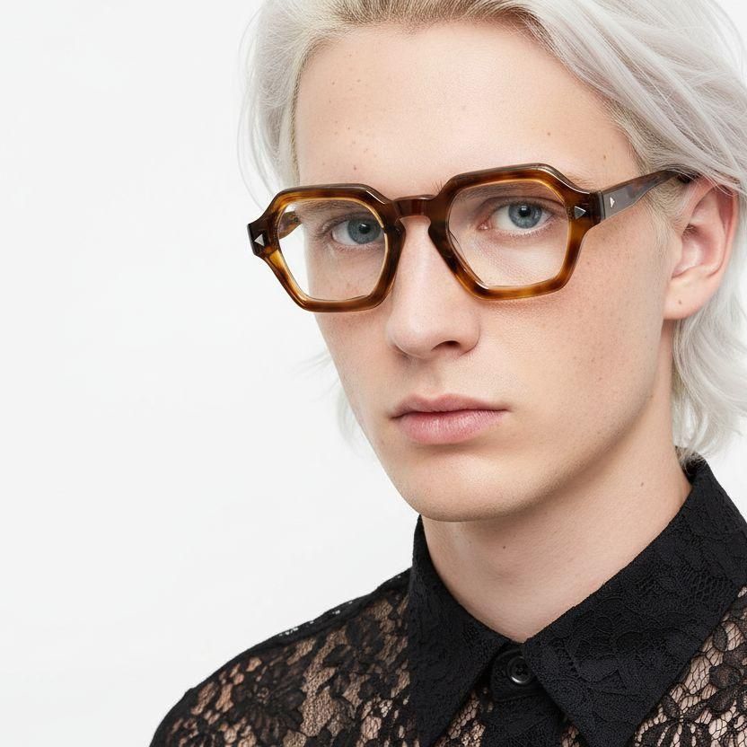 Gafas geométricas de acetato con diseño de carey n.° BS0522-0056