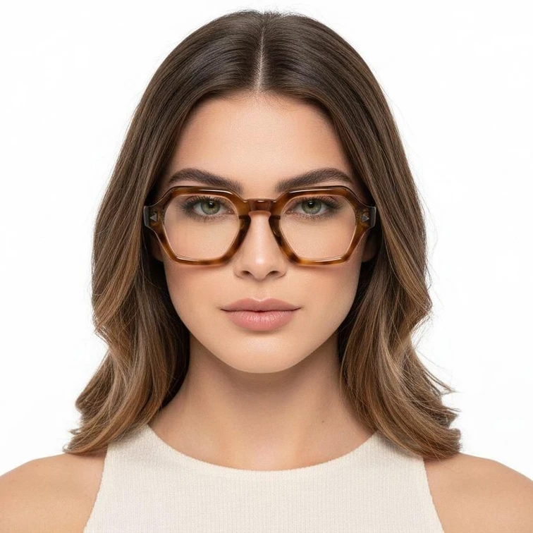 Gafas geométricas de acetato con diseño de carey n.° BS0522-0056