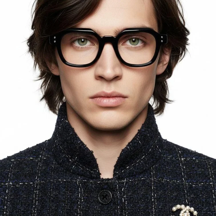 Rectangular Black Acetate Glasses #BS0522-0057