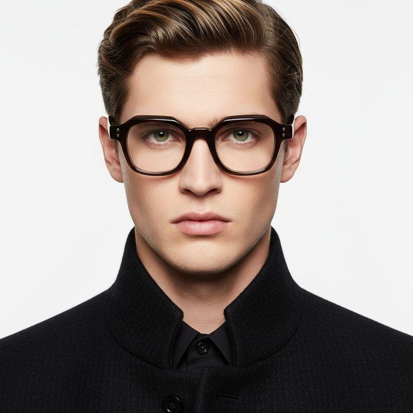 Rectangular Brown Acetate Glasses #BS0522-0058