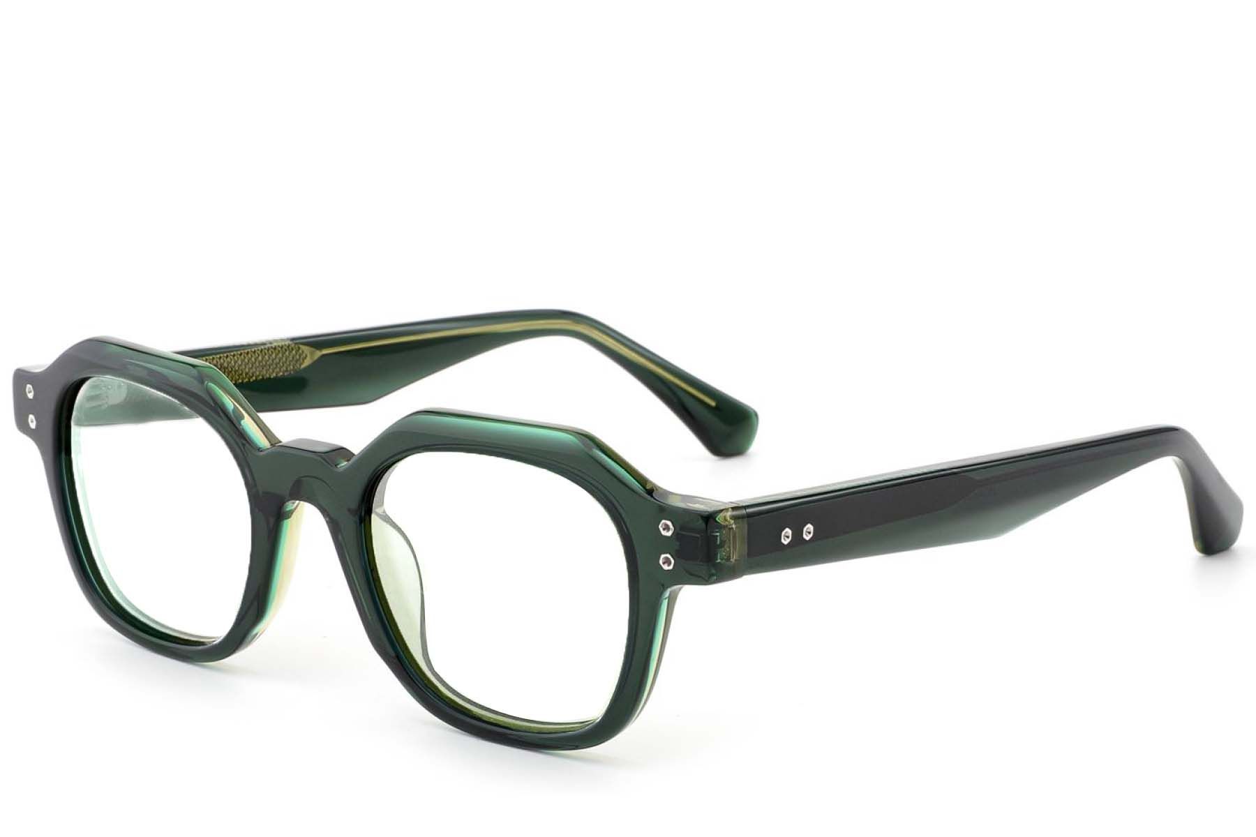 Rectangular Green Acetate Glasses #BS0522-0059