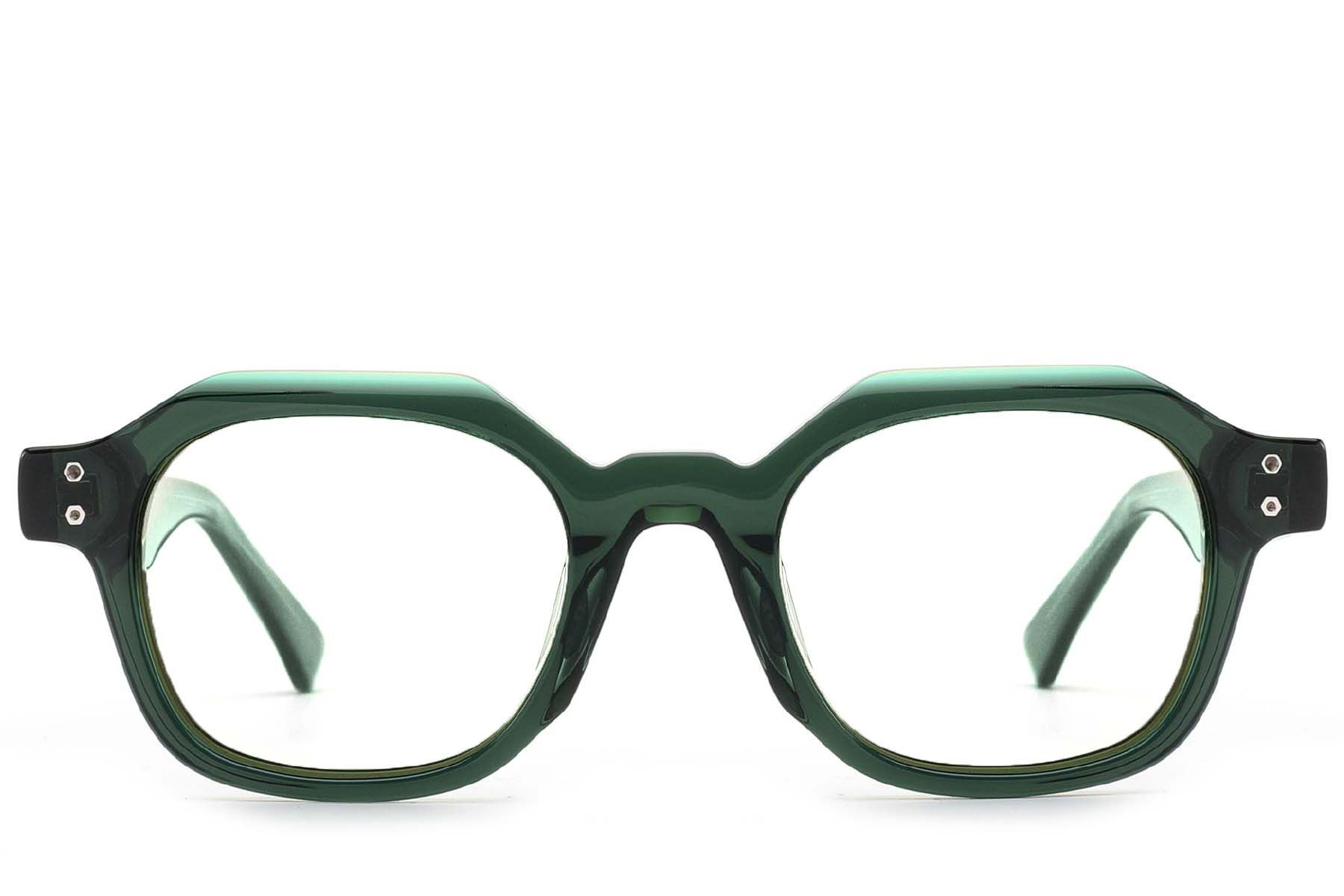 Rectangular Green Acetate Glasses #BS0522-0059
