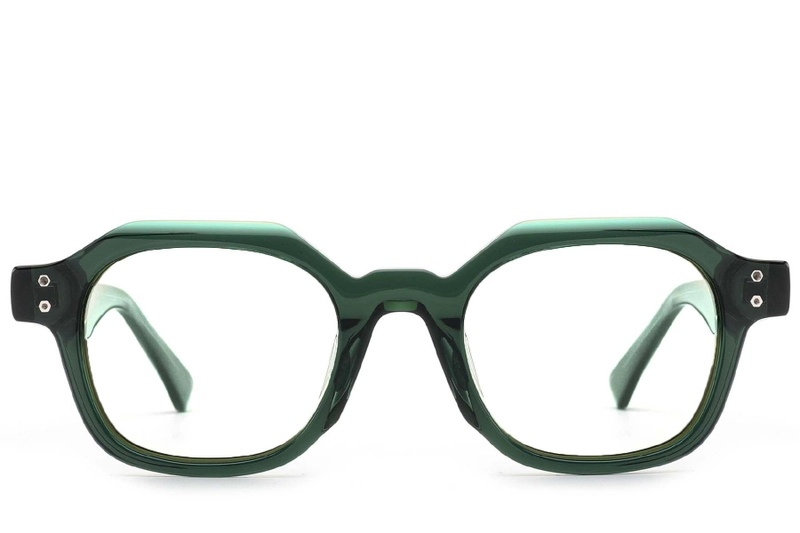 Rectangular Green Acetate Glasses #BS0522-0059
