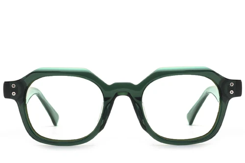 Rectangular Green Acetate Glasses #BS0522-0059