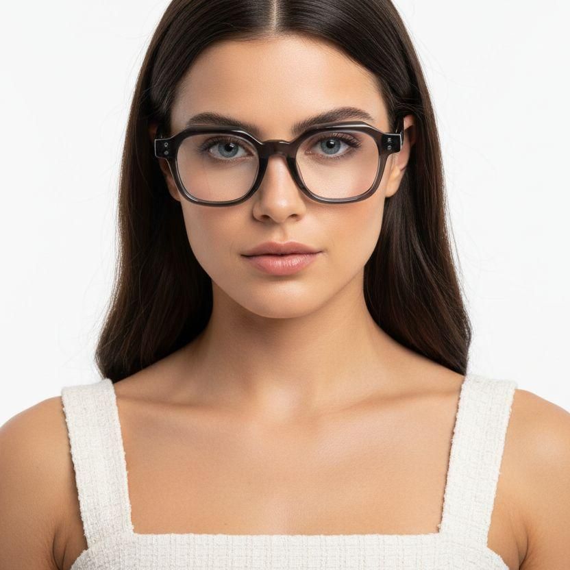 Rectangular Gray Acetate Glasses #BS0522-0060