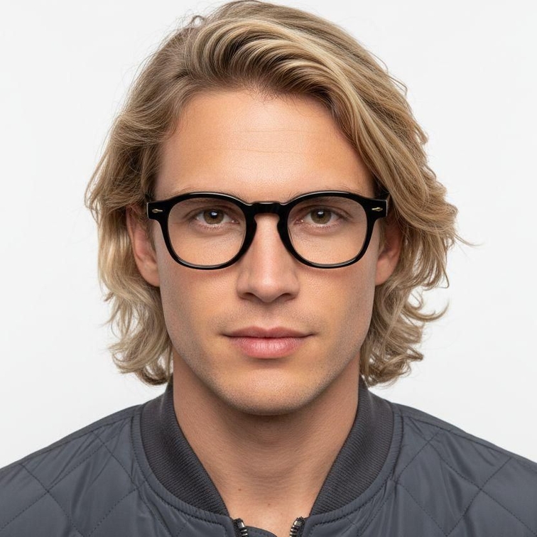 Rectangular Black Acetate Glasses #BS0522-0061