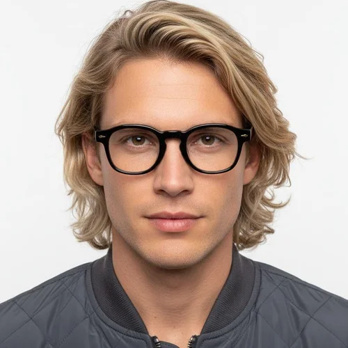Lunettes rectangulaires en acétate noir #BS0522-0061