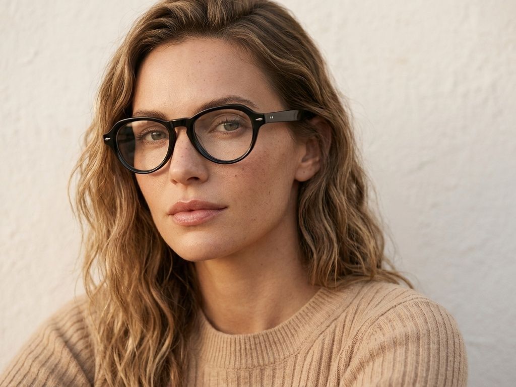 Gafas ovaladas de acetato negro #BS0522-0064