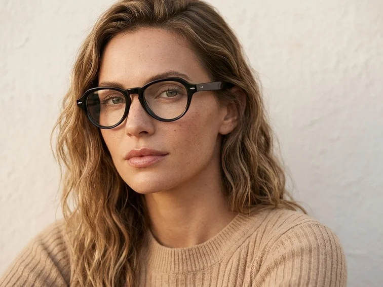 Gafas ovaladas de acetato negro #BS0522-0064