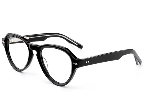 Lunettes ovales en acétate noir #BS0522-0064