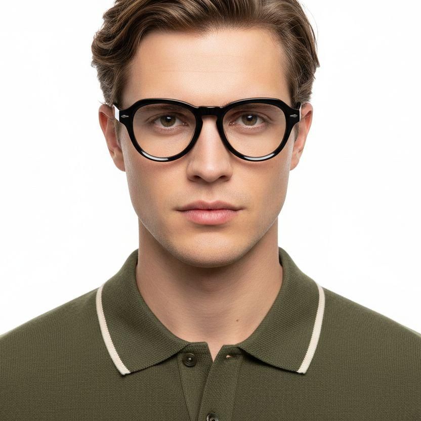 Oval Black Acetate Glasses #BS0522-0064