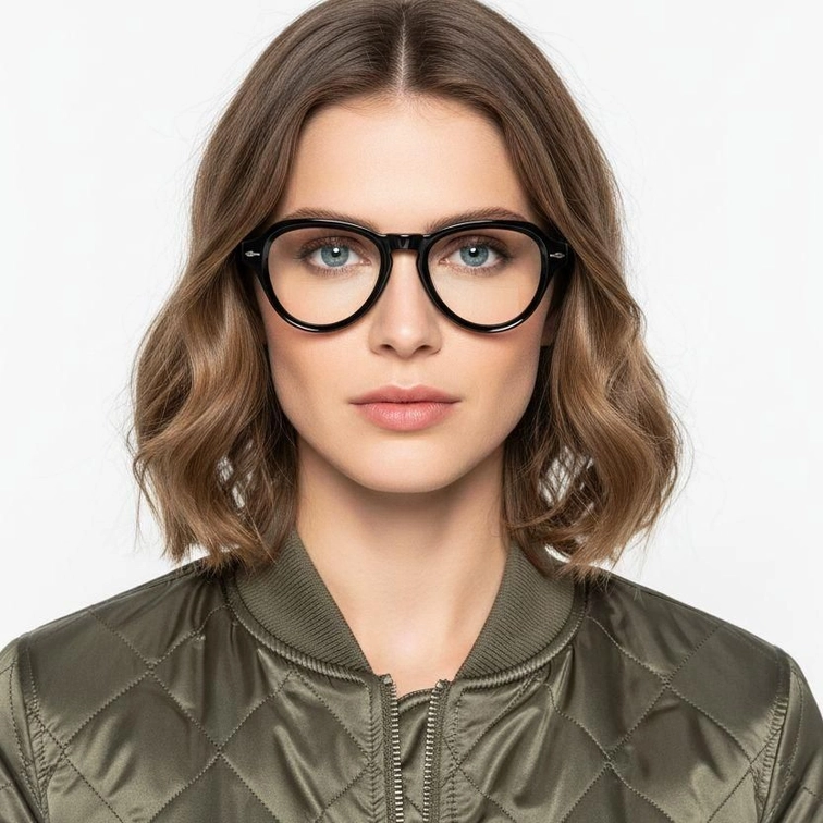 Oval Black Acetate Glasses #BS0522-0064