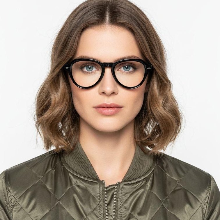 Gafas ovaladas de acetato negro #BS0522-0064