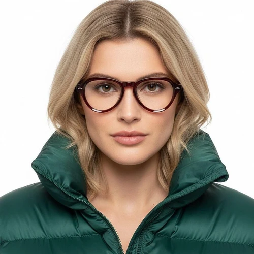 Oval Red Acetate Glasses #BS0522-0067