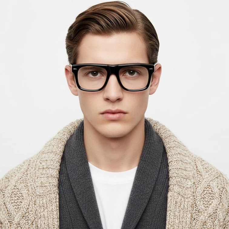 Occhiali da aviatore in acetato nero #BS0522-0069