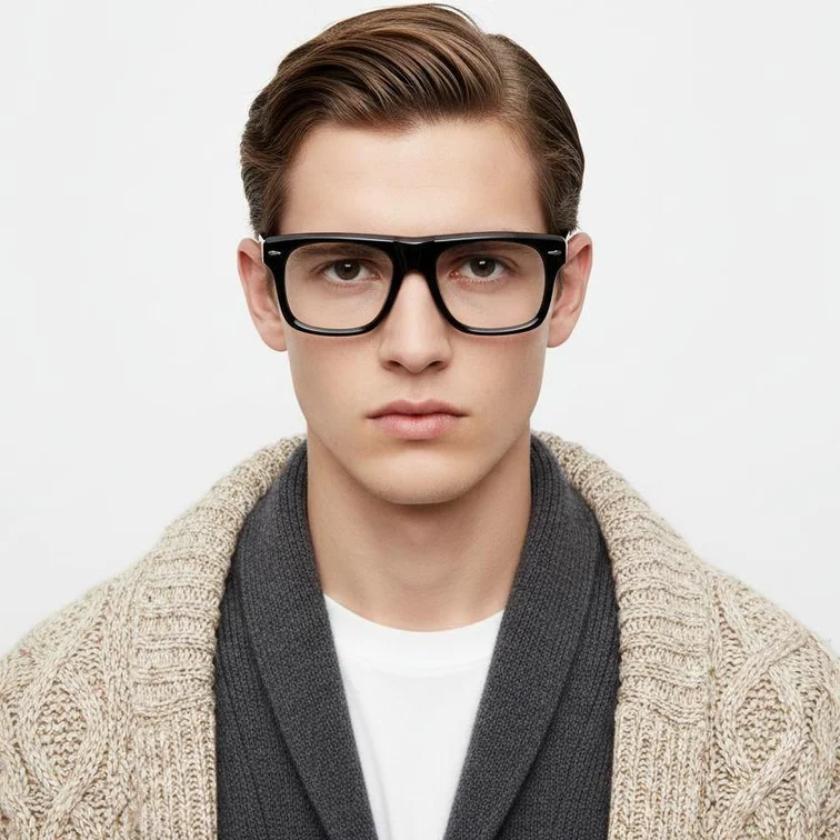 Lunettes aviateur en acétate noir #BS0522-0069