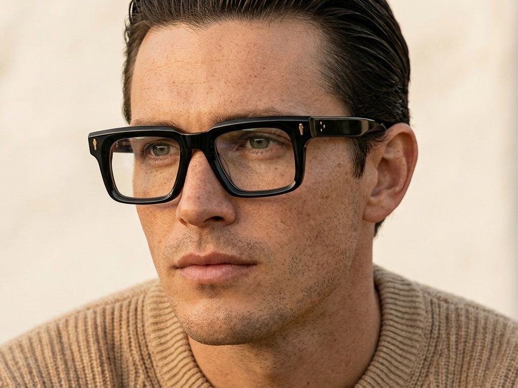 Rectangular Black Acetate Glasses #BS0522-0073