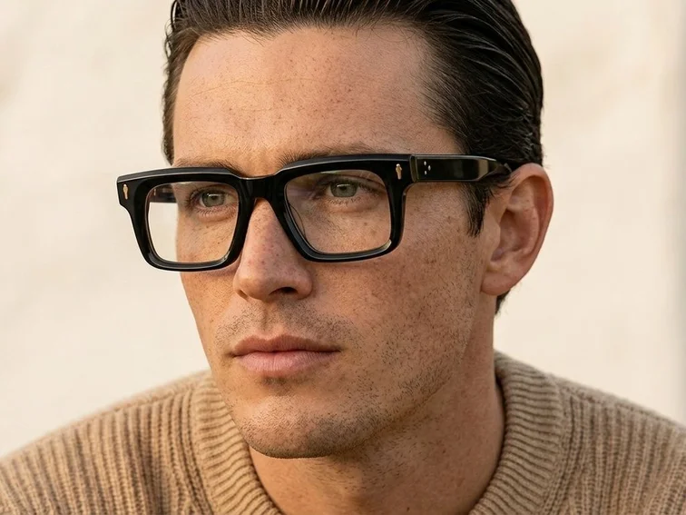 Rectangular Black Acetate Glasses #BS0522-0073