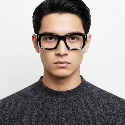 Rectangular Black Acetate Glasses #BS0522-0073