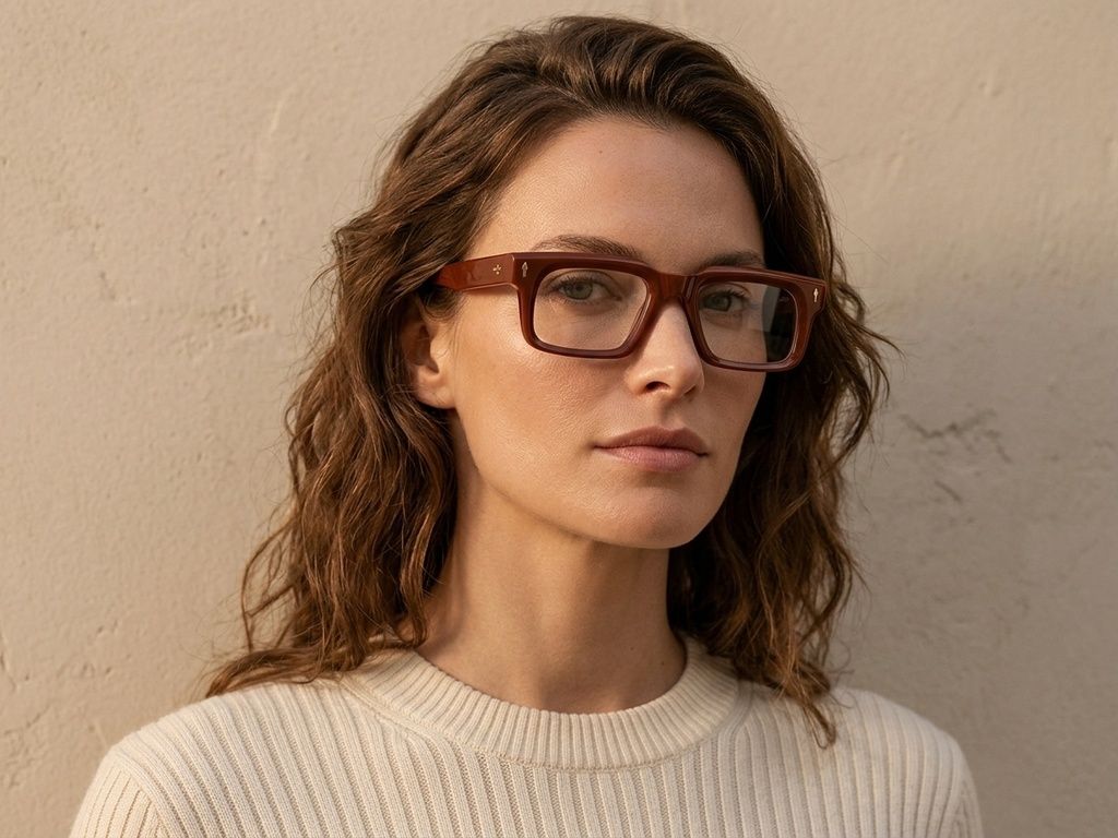 Rectangular Brown Acetate Glasses #BS0522-0075