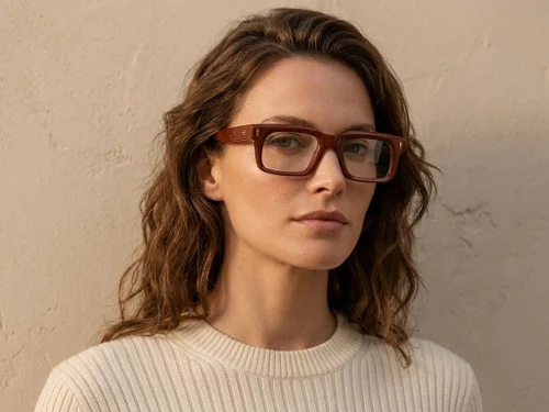 Lunettes rectangulaires en acétate brun #BS0522-0075