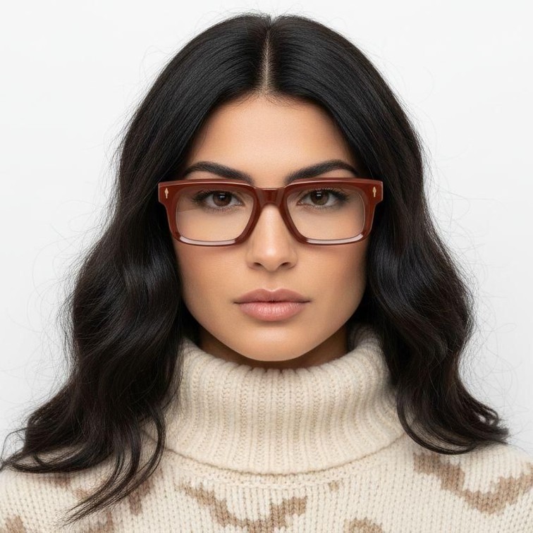 Rectangular Brown Acetate Glasses #BS0522-0075