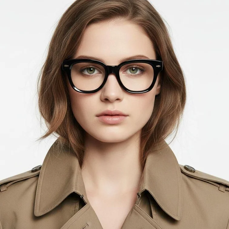 Ovale schwarze Acetatbrille #BS0522-0078