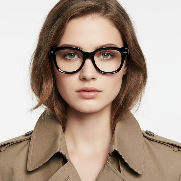 Gafas ovaladas de acetato negro #BS0522-0078