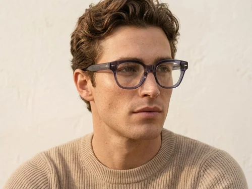 Lunettes ovales en acétate bleu #BS0522-0080