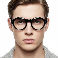 Oval Black Acetate Glasses #BS0522-0082