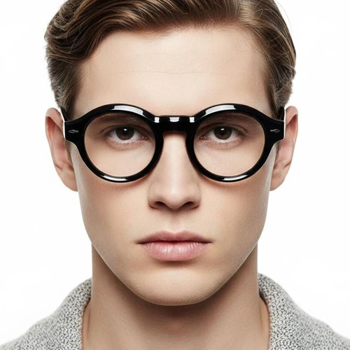 Oval Black Acetate Glasses #BS0522-0082