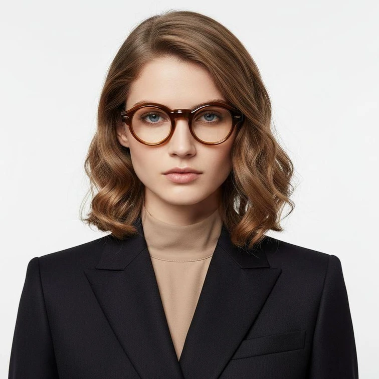 Oval Brown Acetate Glasses #BS0522-0083
