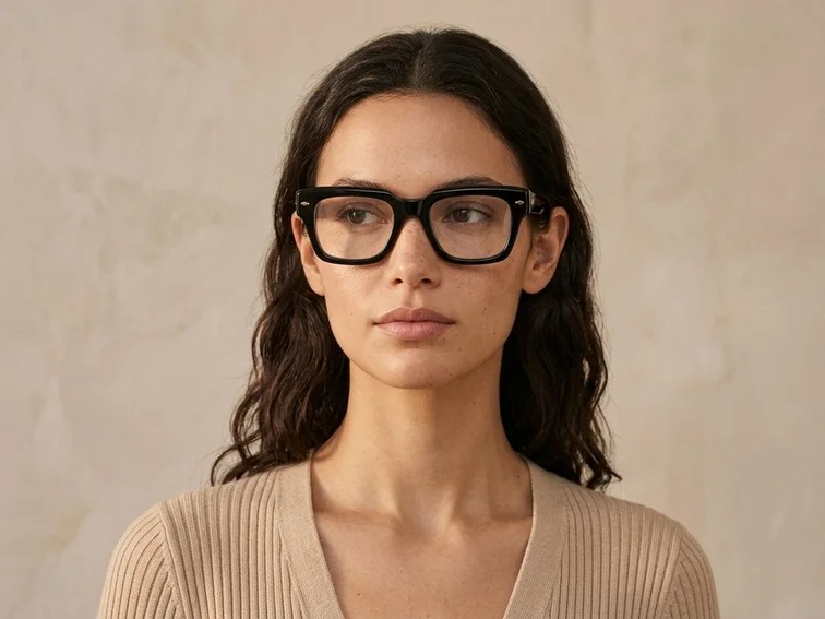 Rectangular Black Acetate Glasses #BS0522-0087