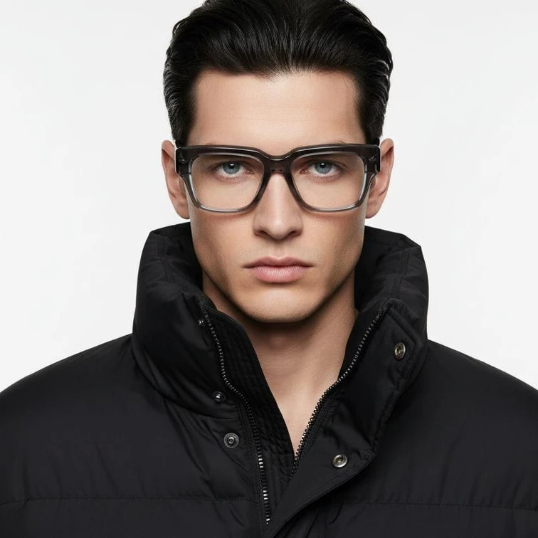 Rectangular Gray Acetate Glasses #BS0522-0089