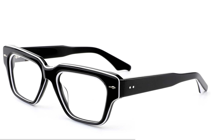 Rectangular Black Acetate Glasses #BS0522-0090