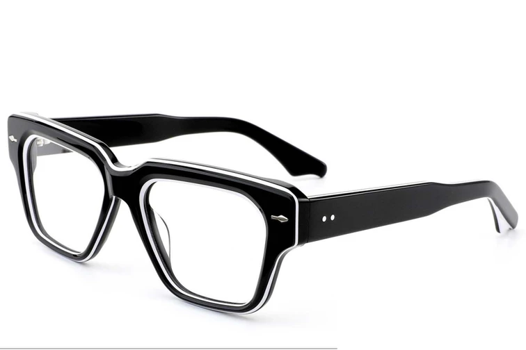 Rechteckige schwarze Acetatbrille #BS0522-0090
