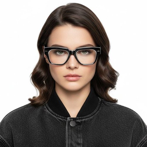 Lunettes rectangulaires en acétate noir #BS0522-0090