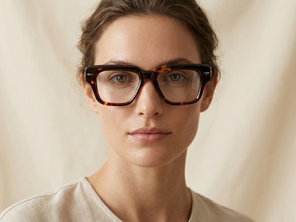 Rectangular Tortoiseshell Acetate Glasses #BS0522-0091