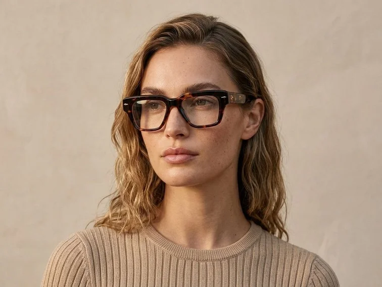Rectangular Tortoiseshell Acetate Glasses #BS0522-0091